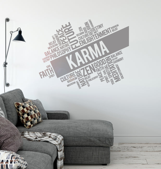 Vinyl Wall Decal Karma Zen Meditation Words Cloud Harmony Buddhism Stickers Mural (ig6292)
