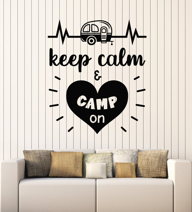 Виниловая наклейка на стену Keep Calm Camp On Love Наклейки для кемпинга и приключений (g6674)