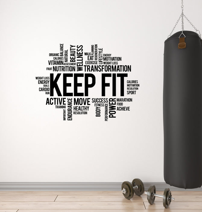 Autocollant mural en vinyle Keep Fit Home Gym Fitness Motivation Inspiration Santé Sports Autocollants Mural (ig6446)