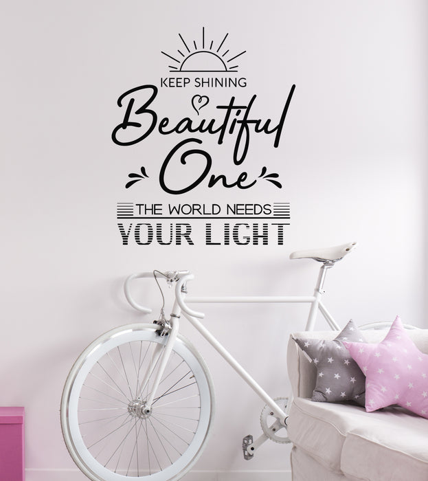 Vinyl Wall Decal Lettering Inspiring Creative Quote Keep Shining Stickers Mural (g7961)