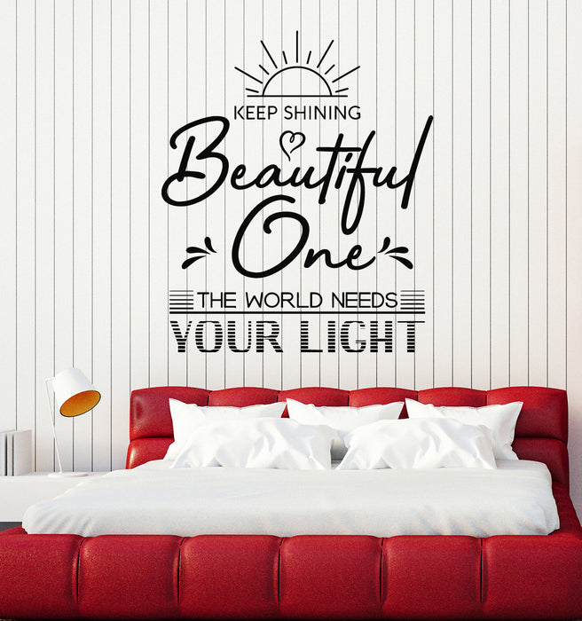 Vinyl Wall Decal Lettering Inspiring Creative Quote Keep Shining Stickers Mural (g7961)