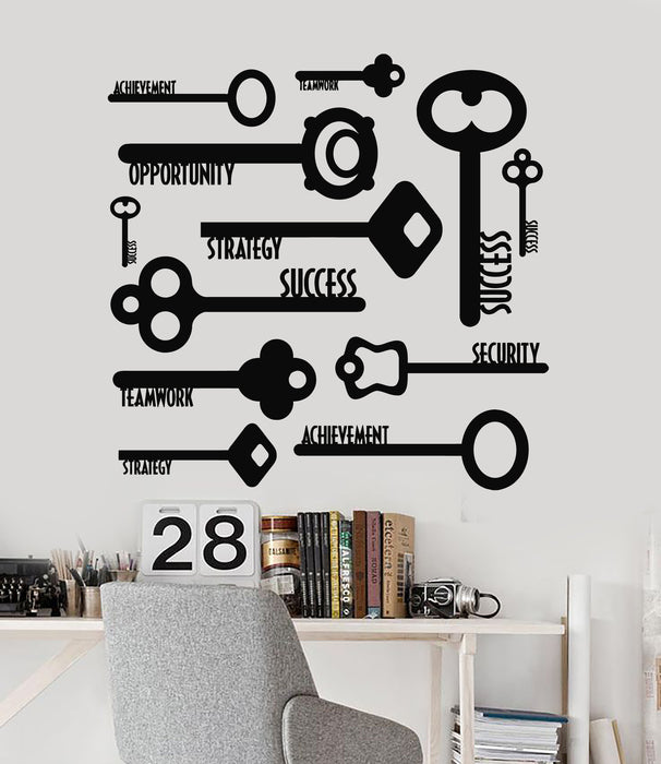 Vinyl Wall Decal Keys Success Office Space Strategy Security Stickers Mural (g5185)