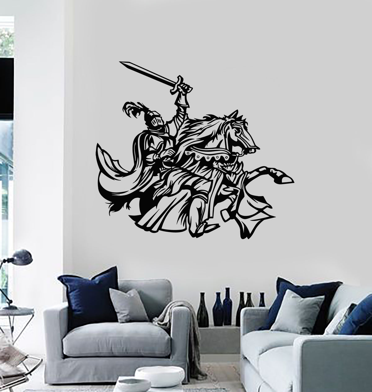 Vinyl Wall Decal Horse Armor Knight on Horseback Tournament Stickers M ...