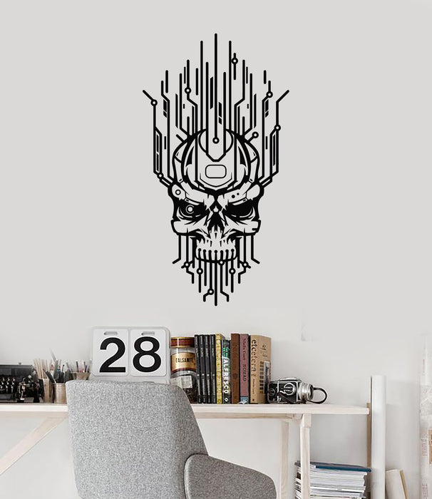 Vinyl Wall Decal Cyborg Robot Mechanical Skull Technology Stickers Mural (g7250)