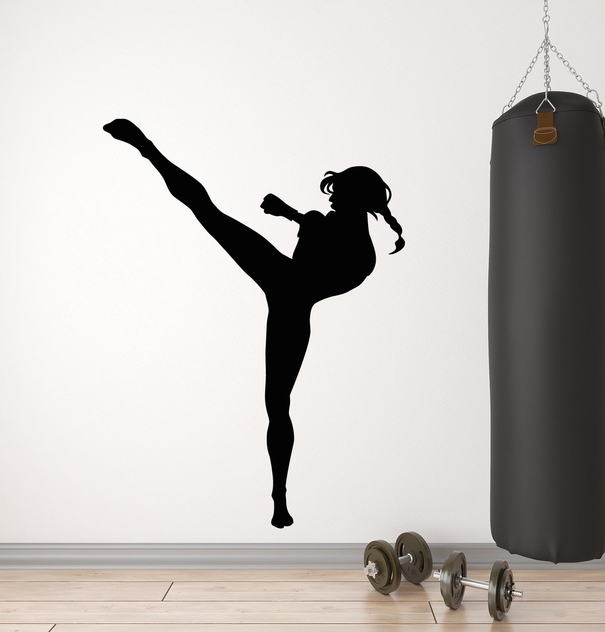 Vinyl Wall Decal Boxing Gym Kick Boxer Girl Sport Fitness Center Stick ...