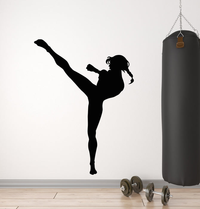 Vinyl Wall Decal Boxing Gym Kick Boxer Girl Sport Fitness Center Stickers Mural (g488)