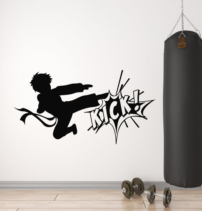 Vinyl Wall Decal Karate Boy Fighting Kick Martial Arts Sport Decor Stickers Mural (g883)