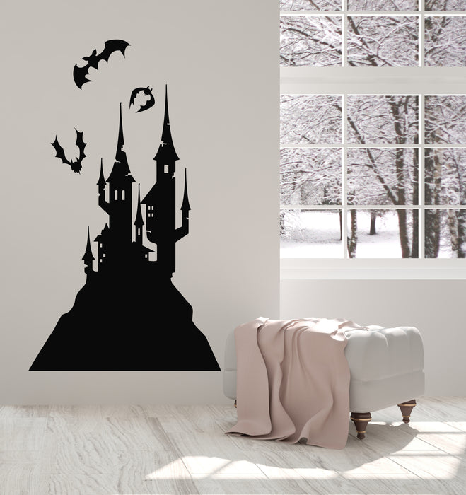 Vinyl Wall Decal Castle Fairy Tale Flying Bats Child Room Art Decor Stickers Mural (g890)