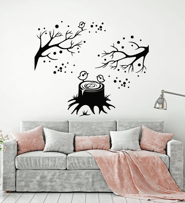Vinyl Wall Decal Cartoon Birds Trees Branch Nature Kids Room Stickers Mural (g1249)