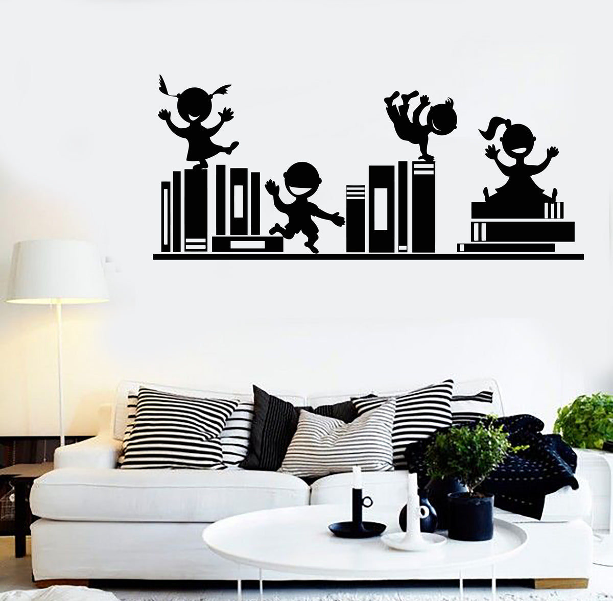 Vinyl Wall Decal Bookshelf Reading Room Children's Library Stickers Mu ...