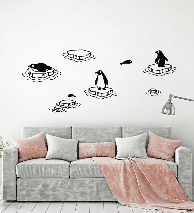 Vinyl Wall Decal Kids Room Arctic Penguins Cute Animals Family  Stickers Mural (g3898)