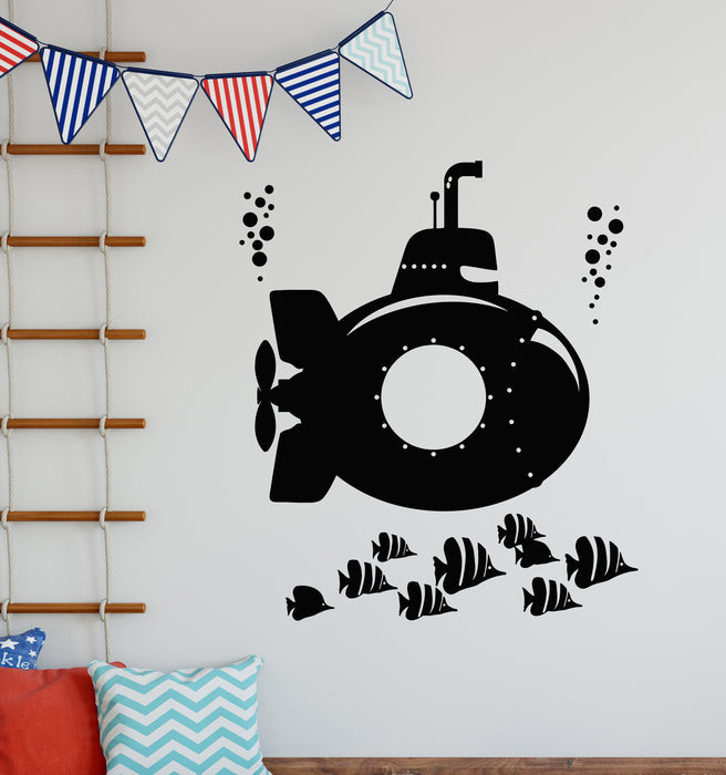 Vinyl Wall Decal Submarine Child Room Marine Ocean Underwater World Stickers Mural (g5676)