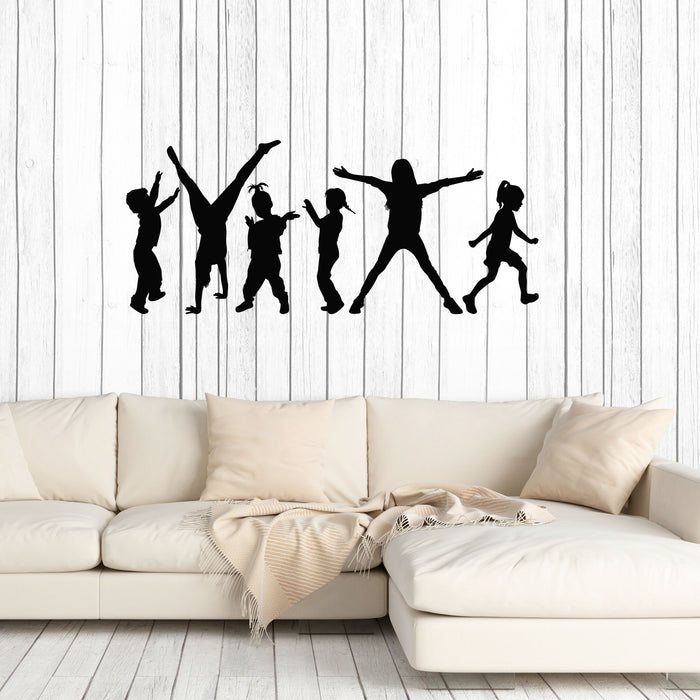 Vinyl Wall Decal Silhouette Of Jumping Kids Children Decor Stickers Mural (g8461)