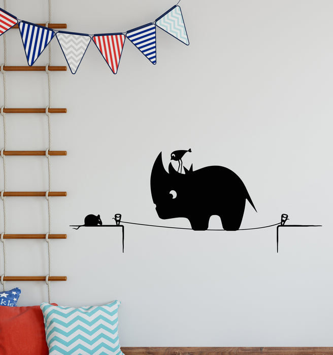 Vinyl Wall Decal Mouse Rhinoceros Animal Kids Room Pictures Stickers Mural (g6223)
