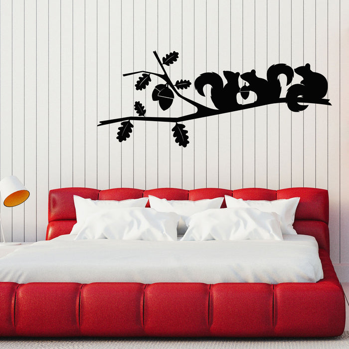 Vinyl Wall Decal Squirrels Silhouettes On Branch Kids Room Stickers Mural (g8150)