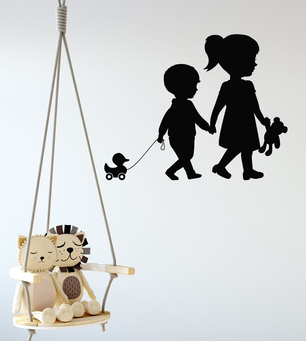 Vinyl Wall Decal Brother Sister Kindergarten Toys For Children Stickers Mural (g8374)