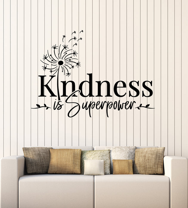 Vinyl Wall Decal Kindness Superpower Dandelions Phrase Lettering Stickers Mural (g8010)