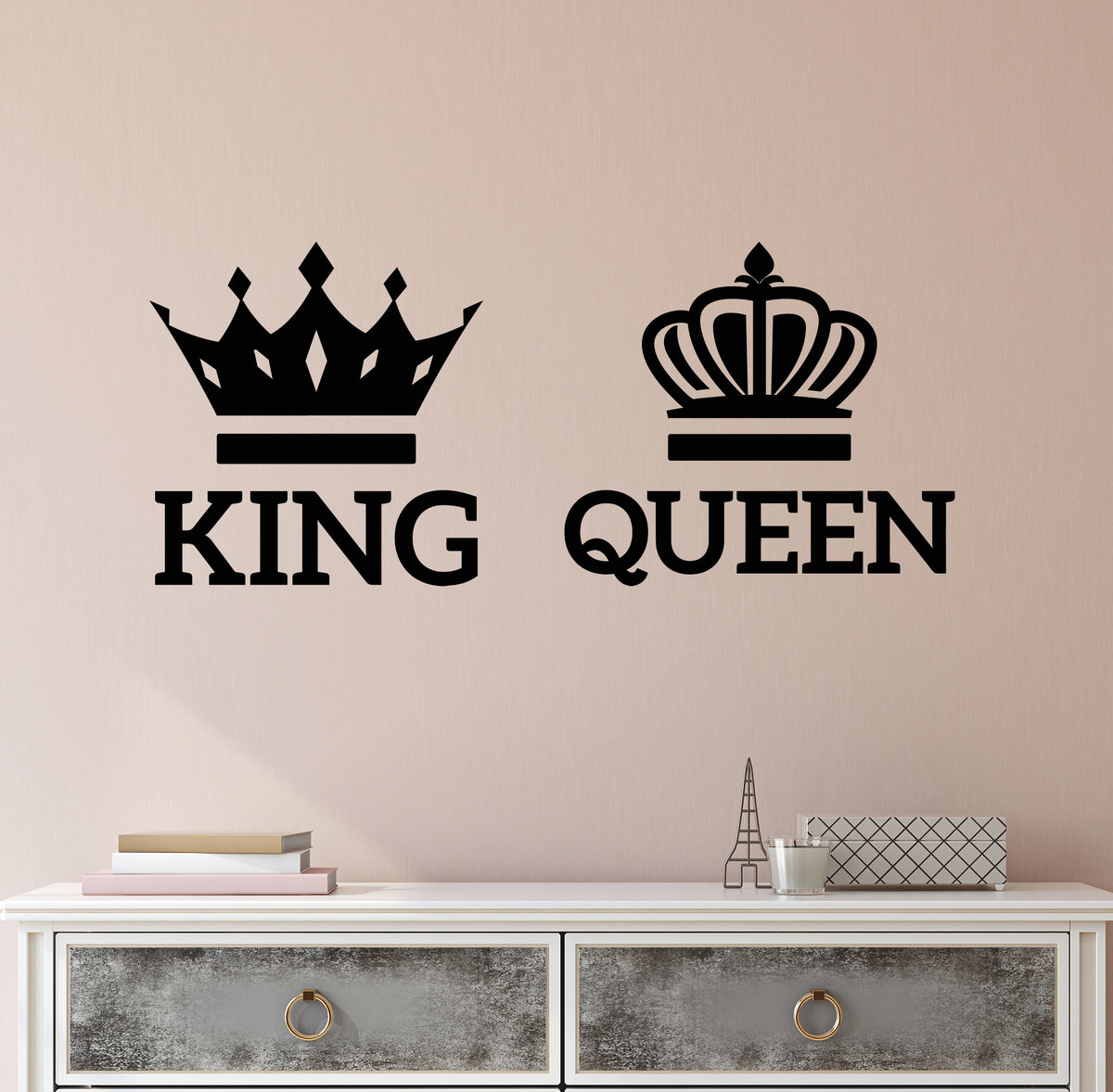 King and Queen Vinyl Wall Decal Crown Lettering Stickers Mural (k320 ...
