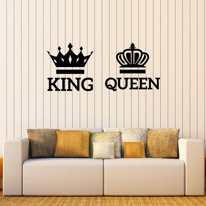 King and Queen Vinyl Wall Decal Crown Lettering Stickers Mural (k320)