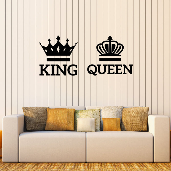 King and Queen Vinyl Wall Decal Crown Lettering Stickers Mural (k320 ...