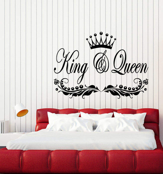 Vinyl Wall Decal Lettering Crown For King And Queen Bedroom Decor Stickers Mural (g3461)