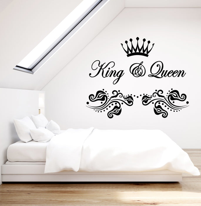 Vinyl Wall Decal Crown King And Queen Bedroom Kingdom Home Interior Stickers Mural (g3462)