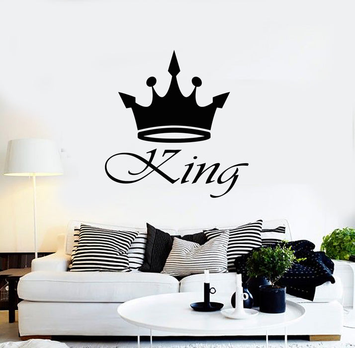 Vinyl Wall Decal Crown's King Lettering Sign Kingdom Symbol Stickers Mural (g4833)