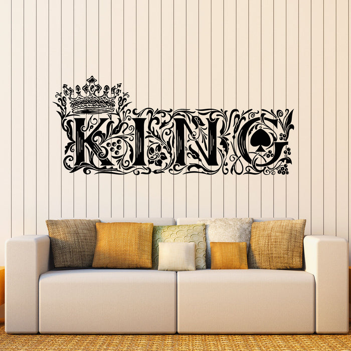 Vinyl Wall Decal Lettering King Word Crown Playing Cards Decor Stickers Mural (g8274)