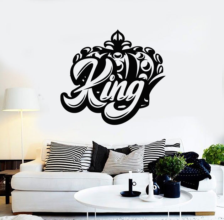 Vinyl Wall Decal Lettering King Logo Crown Sign Kingdom Stickers Mural (g4344)