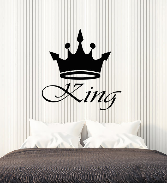 Vinyl Wall Decal Crown's King Lettering Sign Kingdom Symbol Stickers Mural (g4833)