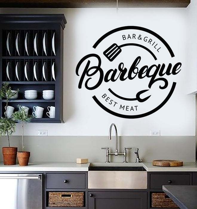 Vinyl Wall Decal Kitchen BBQ Bar Grill Best Meat Barbeque Stickers Mural (g6332)