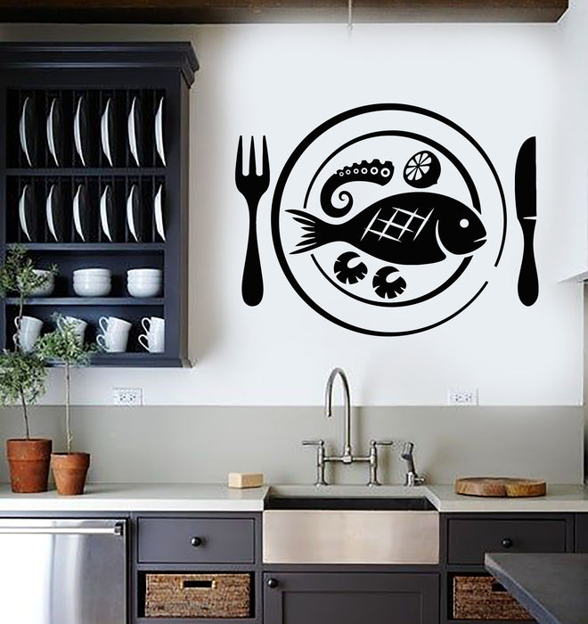 Vinyl Wall Decal Fishing Seafood Sea Products Restaurant Kitchen Fish Stickers Mural (g2169)