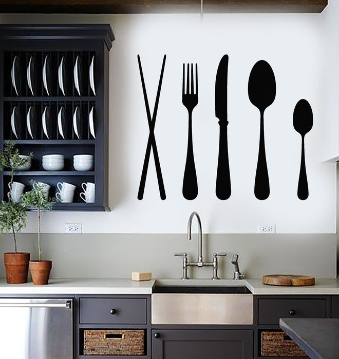 Vinyl Wall Decal Flatware Cutlery Kitchen Restaurant Decor Stickers Mural (g429)