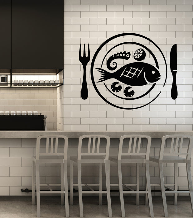 Vinyl Wall Decal Fishing Seafood Sea Products Restaurant Kitchen Fish Stickers Mural (g2169)