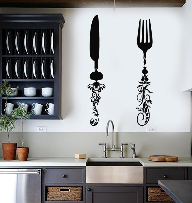 Vinyl Wall Decal Knife Fork Flatware Cutlery Kitchen Decor Stickers Mural (g809)