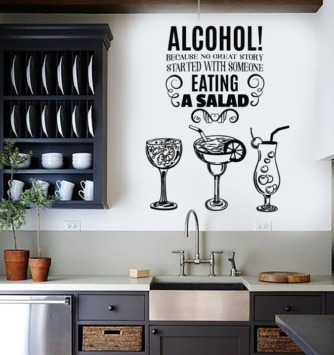 Vinyl Wall Decal Bar Kitchen Decor Quote Alcohol Drink Stickers Mural (g5610)
