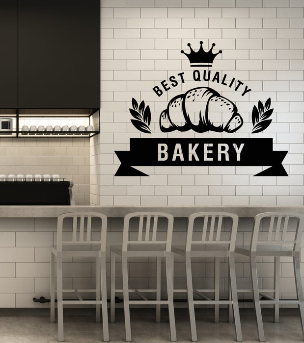 Vinyl Wall Decal Best Quality Baking Crown Kitchen Bakery Shop Croissant Stickers Mural (g7222)