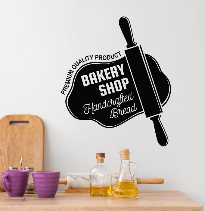 Vinyl Wall Decal Kitchen Bakery Shop Handcrafted Bread Baker Stickers Mural (g7492)