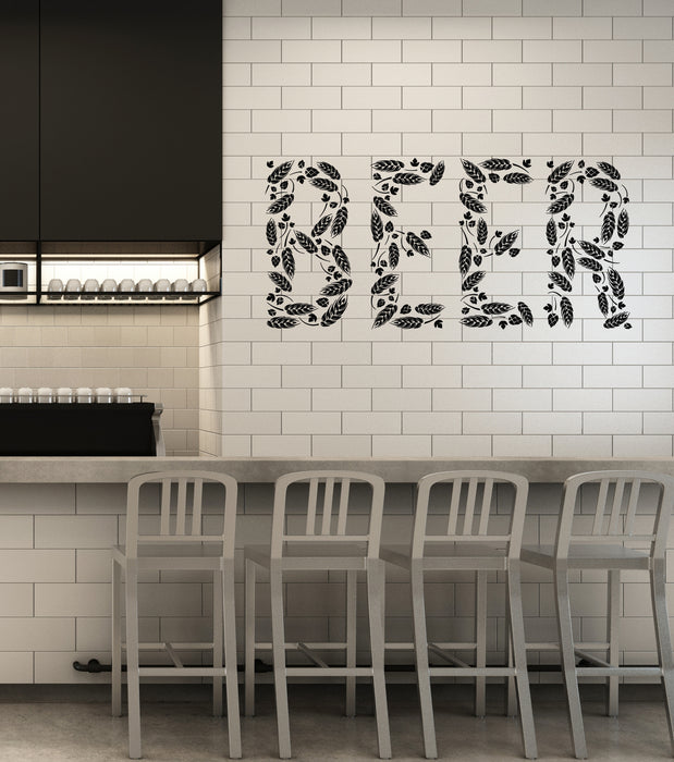Vinyl Wall Decal Hop Beer Letter Foam Pub Bar Alcohol Beerhouse Stickers Mural (g7819)