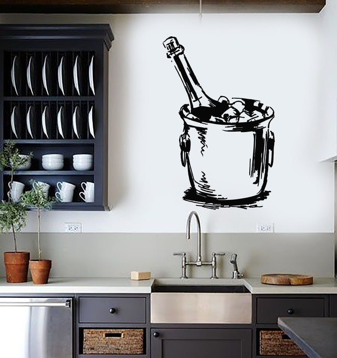 Vinyl Wall Decal Kitchen Decor Bottle Ice Alcohol Drink Bar Stickers Mural (g6395)
