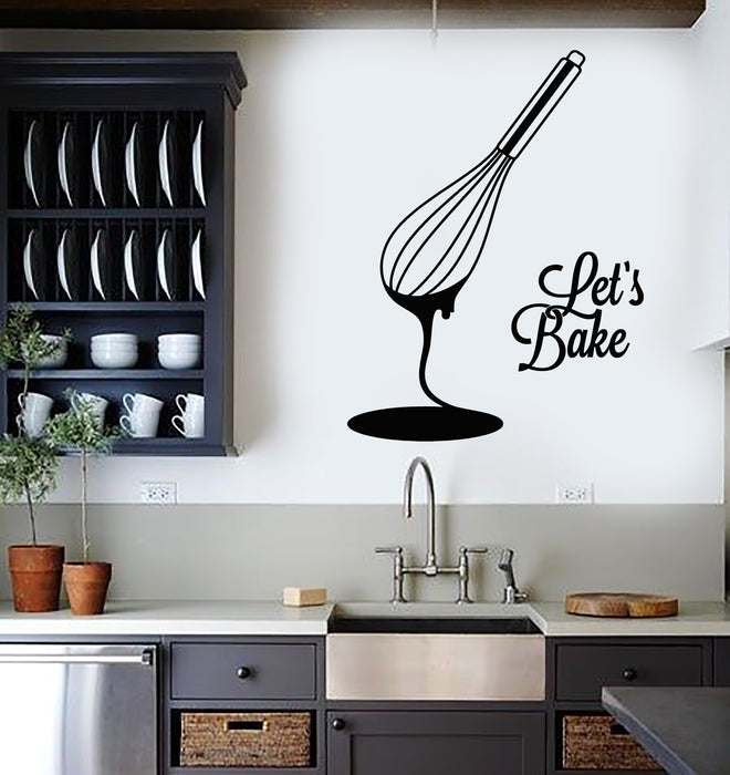 Vinyl Wall Decal Kitchen Art Phrase Let's Bake Bakery Baking Products Stickers Mural (g4474)