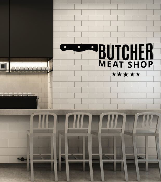 Vinyl Wall Decal Butcher Shop Beef Meat Knife Kitchen Decor Stickers Mural (g4534)