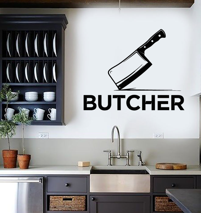 Vinyl Wall Decal Butcher Shop Knife Kitchen Meat Decor Stickers Mural (g6174)