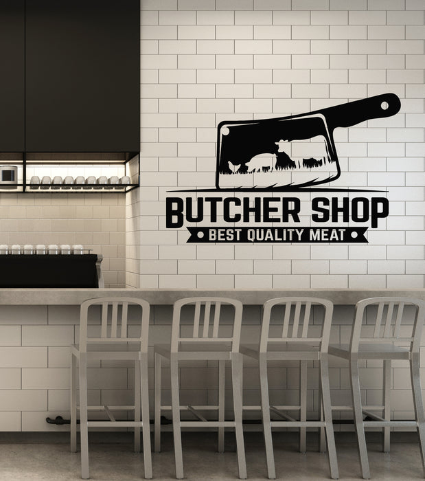 Vinyl Wall Decal Kitchen Best Quality Meat Beef Butcher Shop Knife Stickers Mural (g6789)