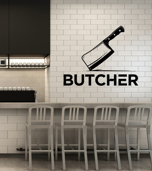 Vinyl Wall Decal Butcher Shop Knife Kitchen Meat Decor Stickers Mural (g6174)