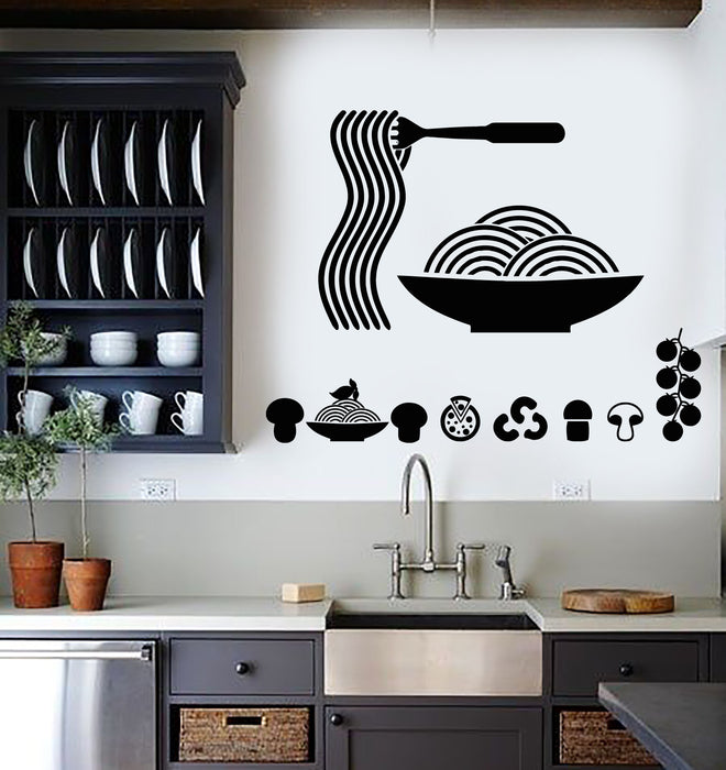 Vinyl Wall Decal Noodle Pasta Pizza Cafe Good Food Kitchen Stickers Mural (g5131)