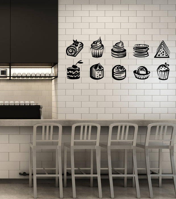 Vinyl Wall Decal Pastry Store Candy Cakes Kitchen Sweet Cafe Stickers Mural (g4808)
