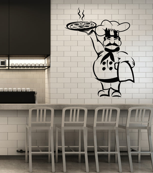 Vinyl Wall Decal Pizza Italian Restaurant Chef Kitchen Cooking Food Stickers Mural (g3122)