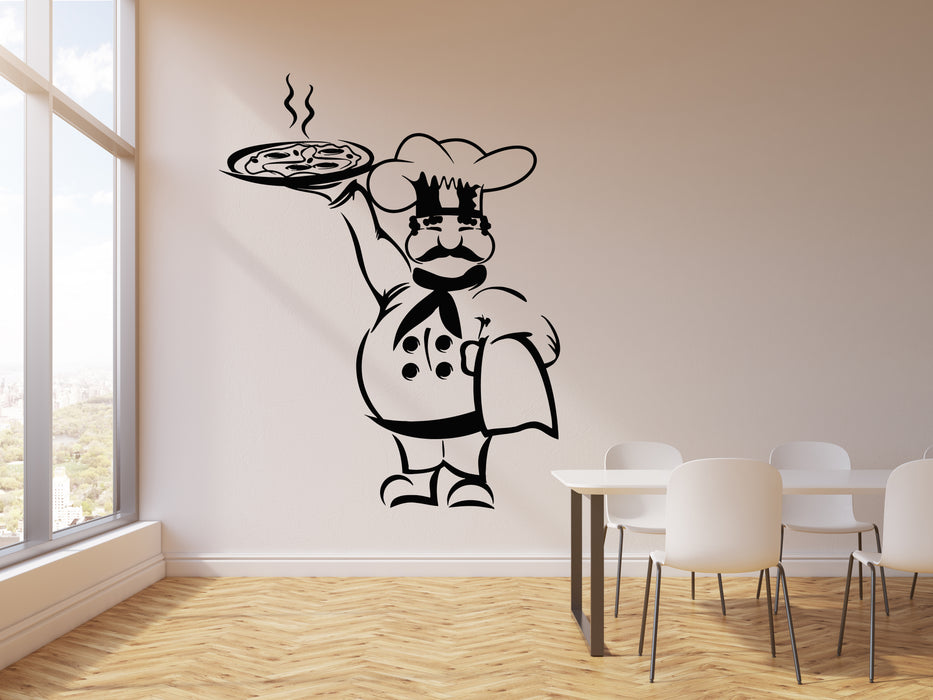 Vinyl Wall Decal Pizza Italian Restaurant Chef Kitchen Cooking Food Stickers Mural (g3122)