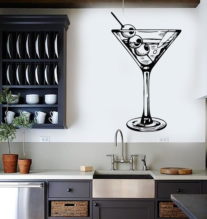 Vinyl Wall Decal Kitchen Decor Bar Cocktail Martini Drink Glass Stickers Mural (g7009)